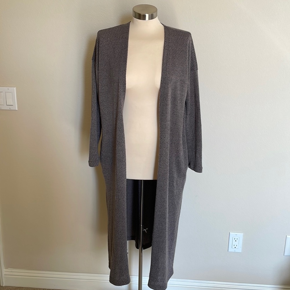Audrey 3+1 Grey/Brown Long Cardigan (Size M)